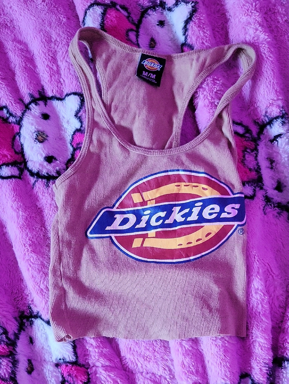 Dickies Medium Ribbed Crop Tank Top - Biege